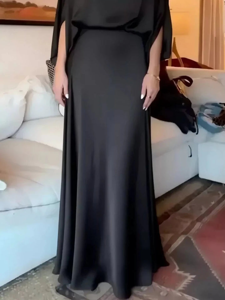 Elegant Batwing Sleeve Maxi Dress - 