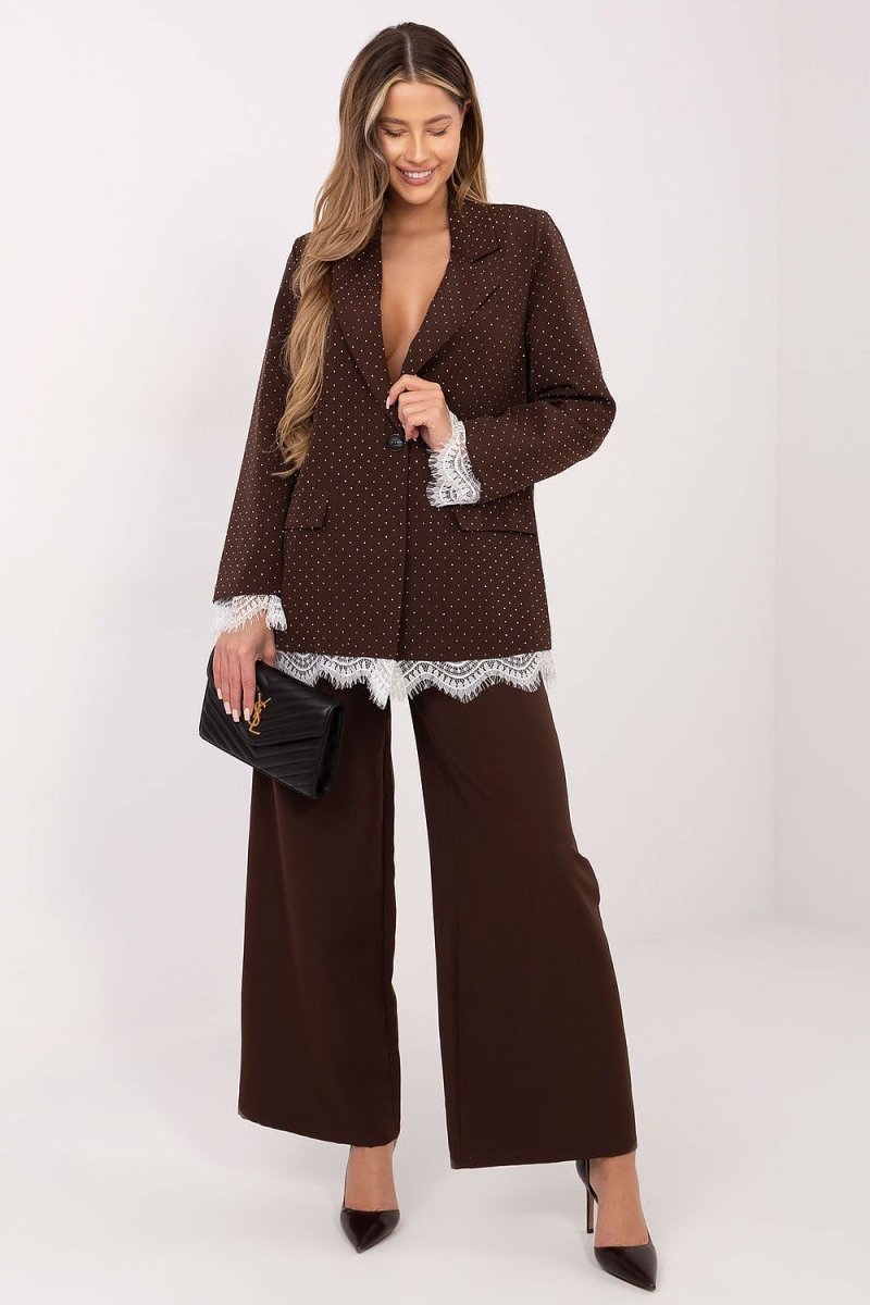 Elegant Blazer with Lace Trim - 