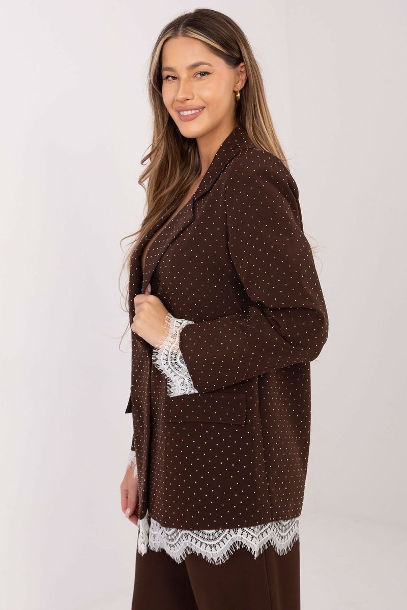 Elegant Blazer with Lace Trim - 