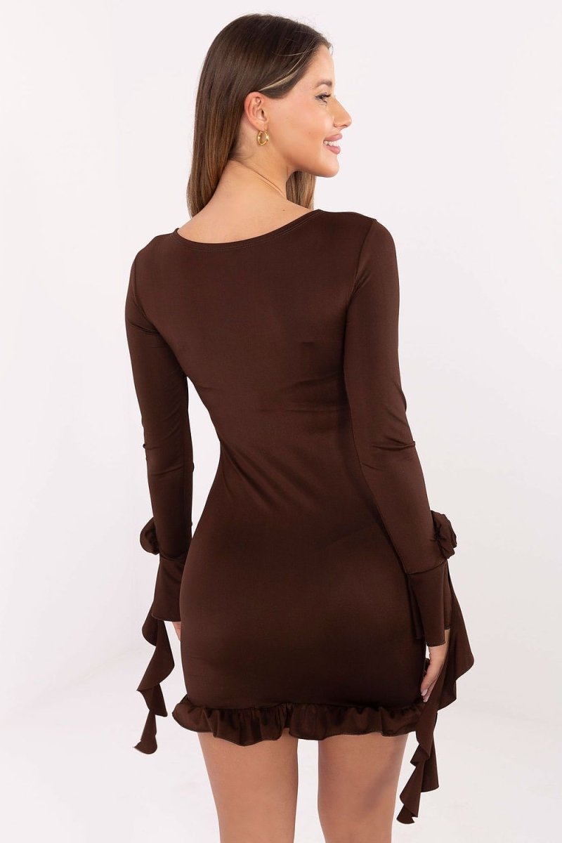 Elegant Cocktail Mini Dress with Frills - 