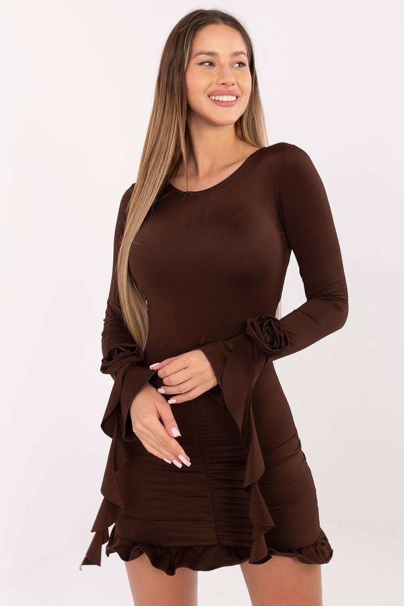Elegant Cocktail Mini Dress with Frills - 