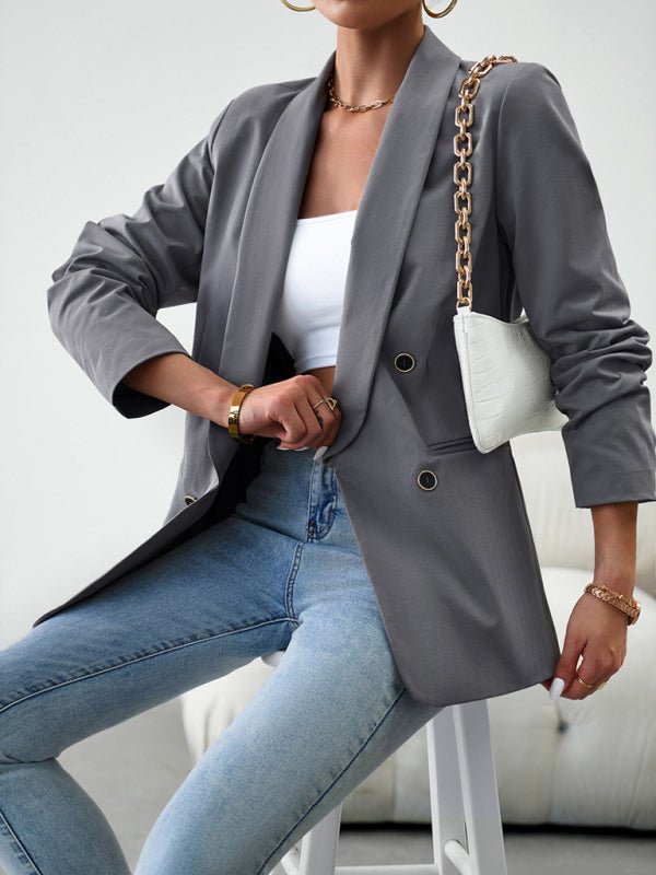 Elegant commuter double - breasted ladies suit jacket - Outerwear