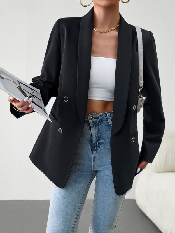 Elegant commuter double - breasted ladies suit jacket - Outerwear