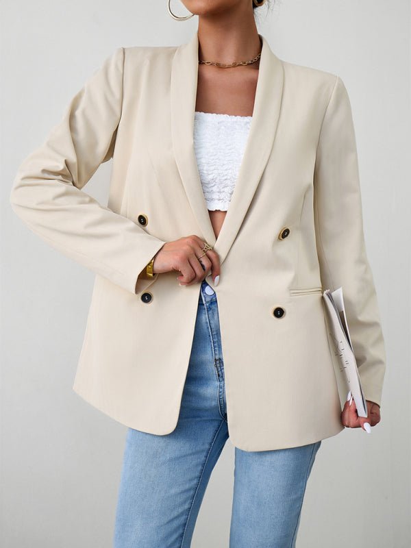 Elegant commuter double - breasted ladies suit jacket - Outerwear