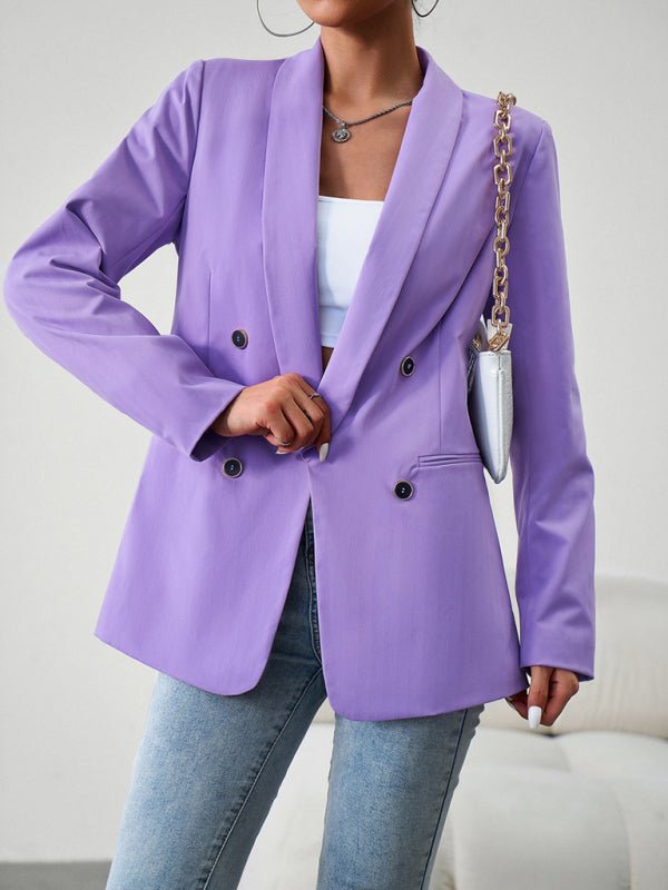 Elegant commuter double - breasted ladies suit jacket - Outerwear