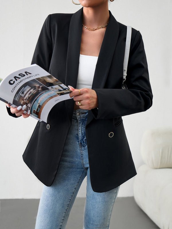 Elegant commuter double - breasted ladies suit jacket - Outerwear