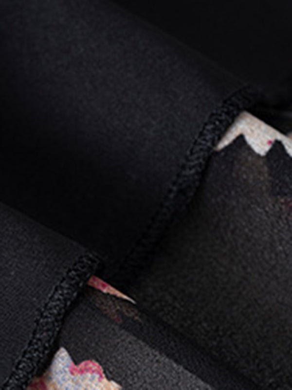 Elegant commuter plant print stitching ruffled shirt - Top