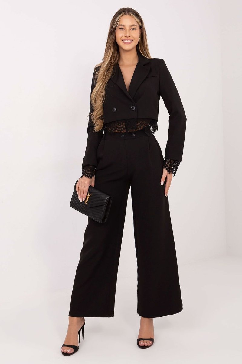 Elegant Lace Trimmed Blazer - 