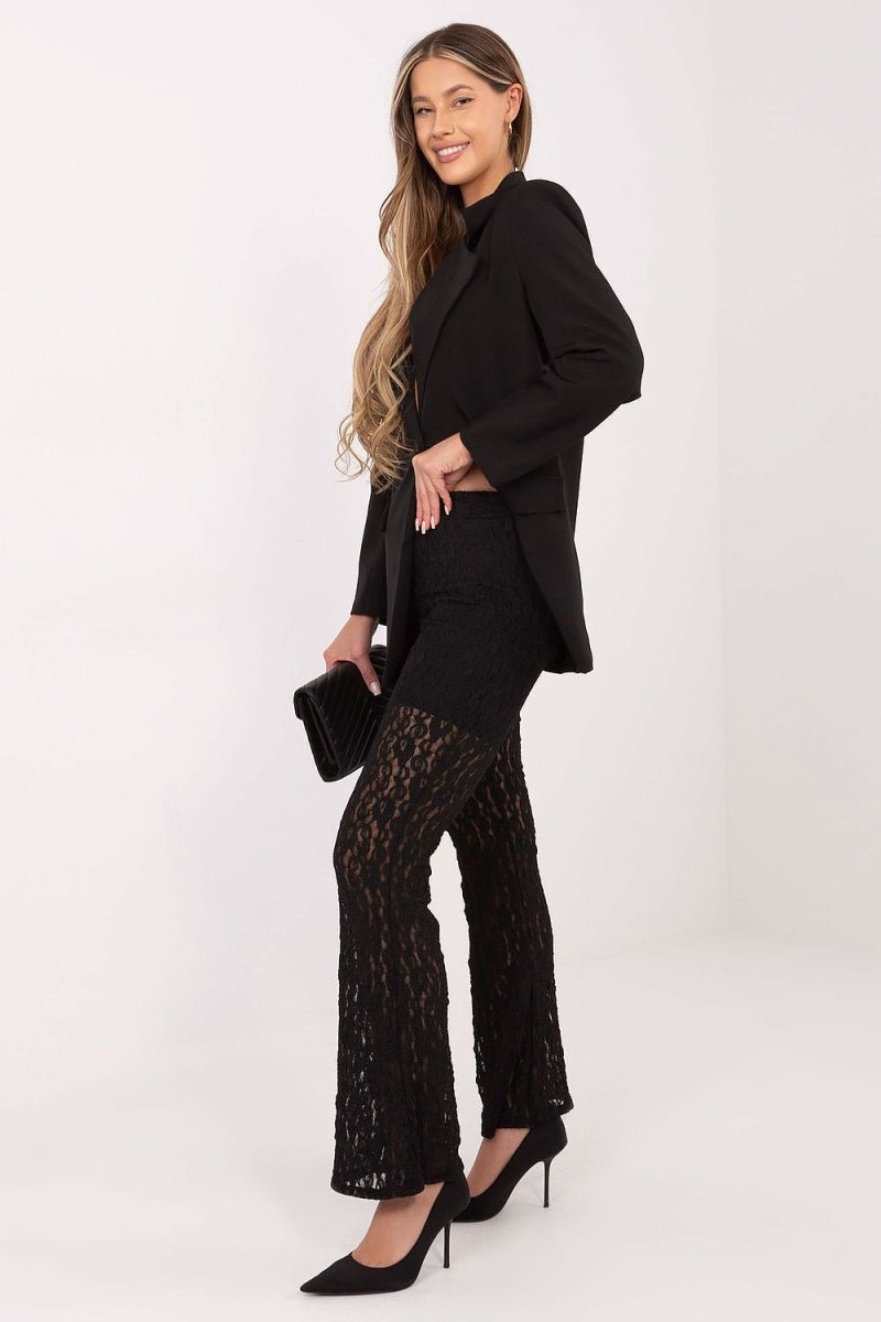 Elegant Lace Trousers with Elastic Waist - 