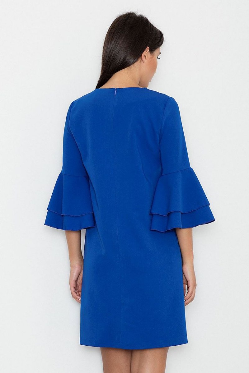 Elegant Loose - Fit Dress with Back Zip & Frilled Sleeves – Modern & Subtle Style - Day Dress