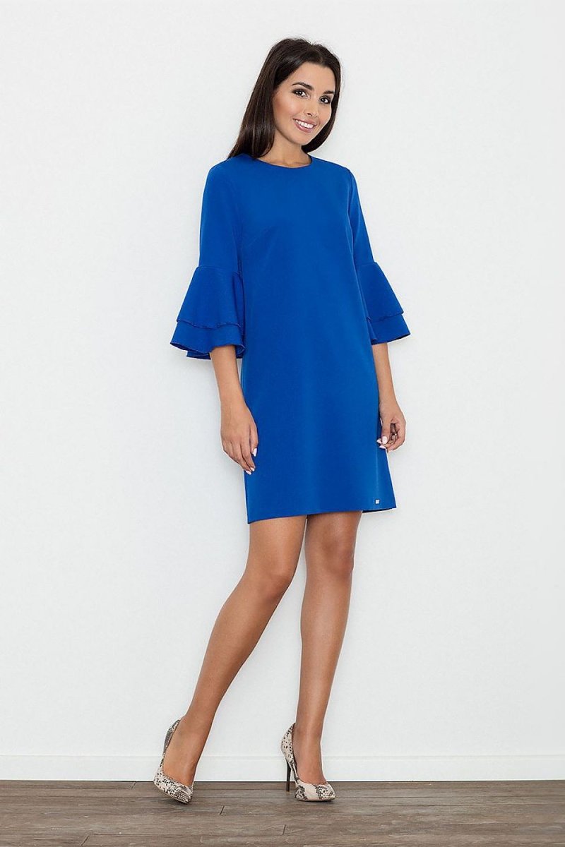 Elegant Loose - Fit Dress with Back Zip & Frilled Sleeves – Modern & Subtle Style - Day Dress