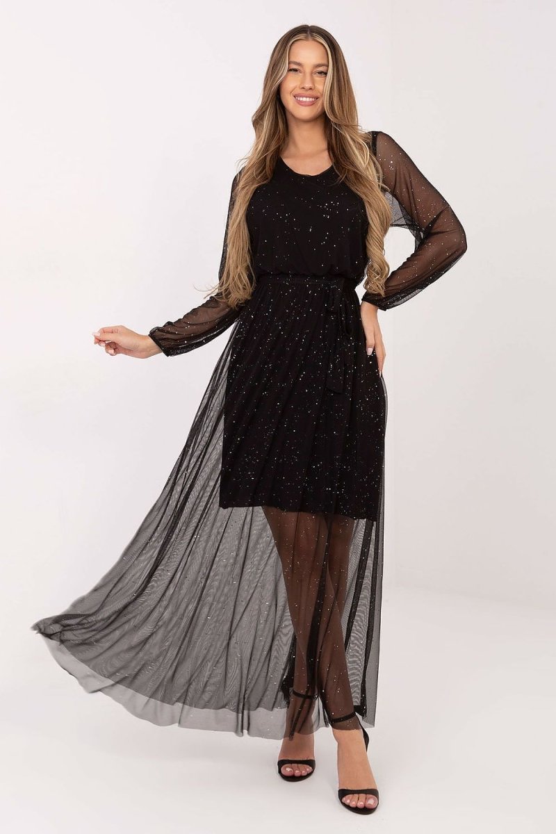 Elegant Mesh Maxi Dress - 