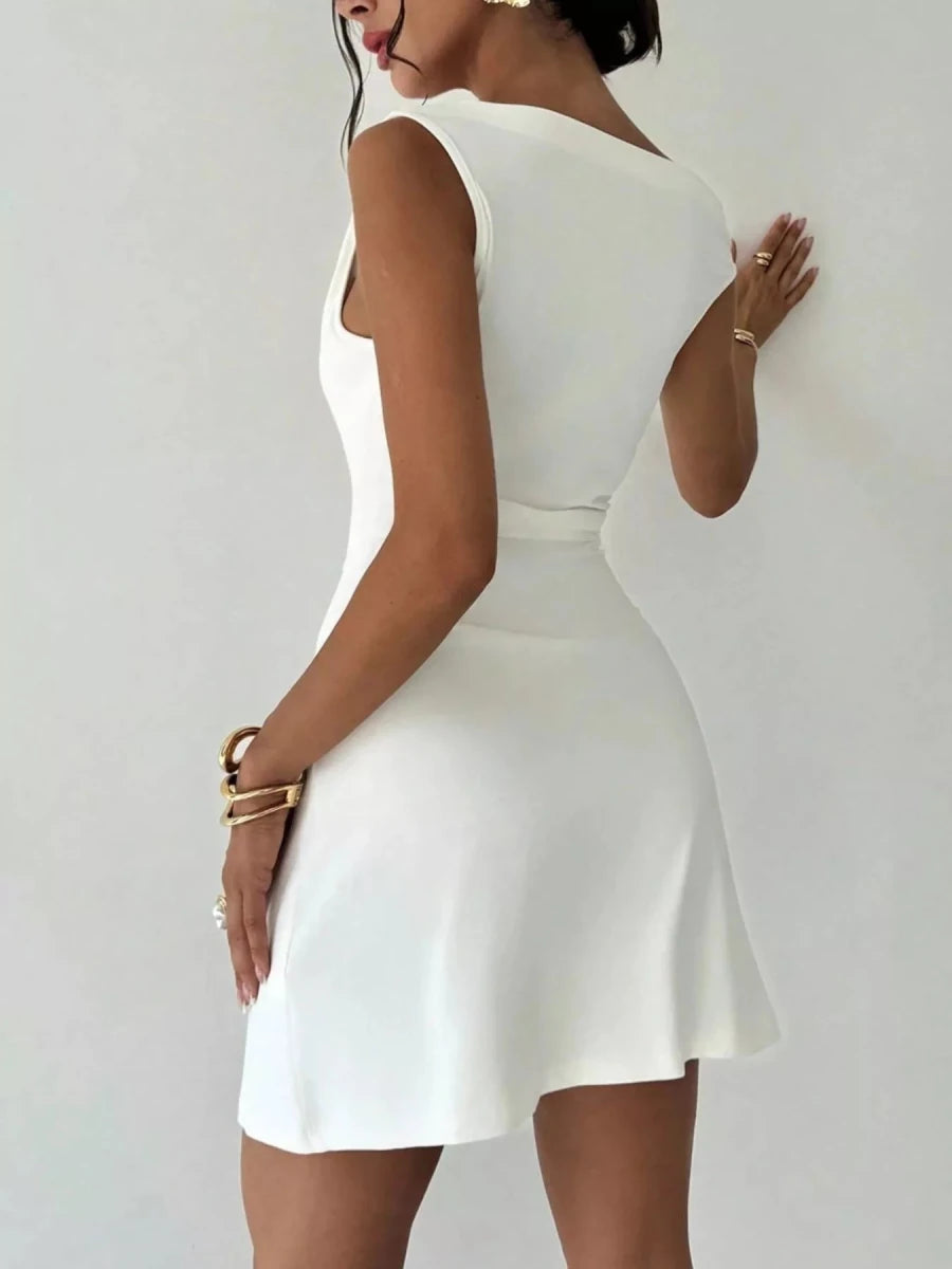 Elegant Off - Shoulder Draped Mini Dress - 