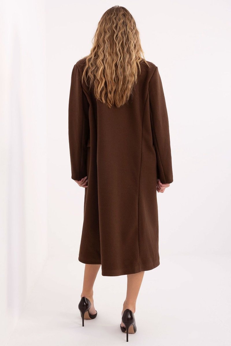 Elegant Polyester Lapel Collar Coat - 