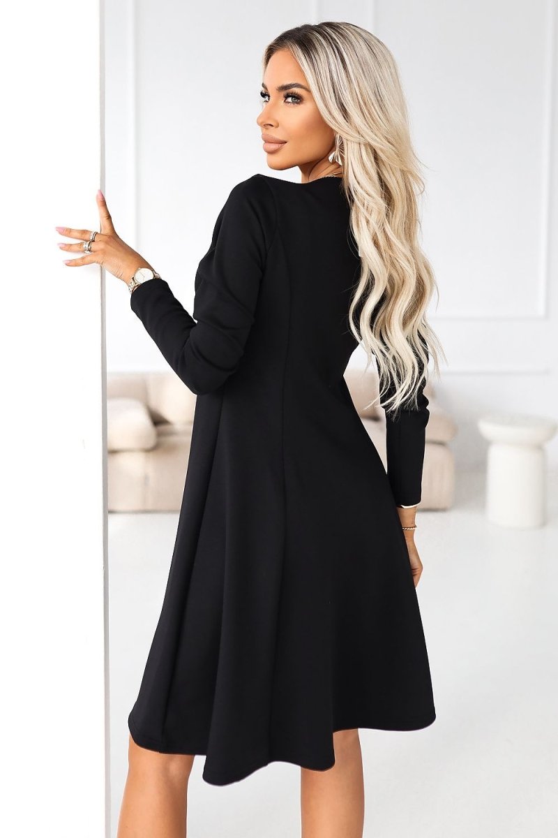 Elegant Square Neck Long Sleeve Daydress - 