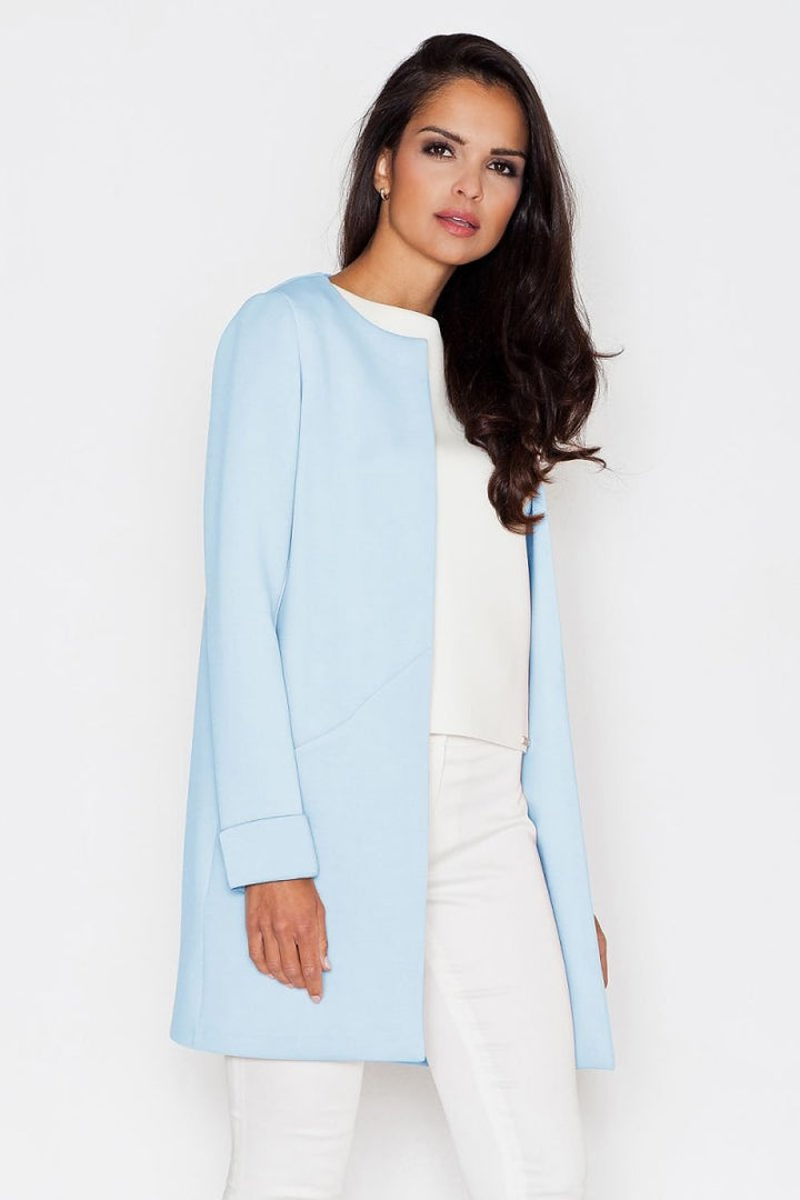Elegant Unbuttoned Coat with Feminine Cut & Front Pockets by Figl - Outerwear