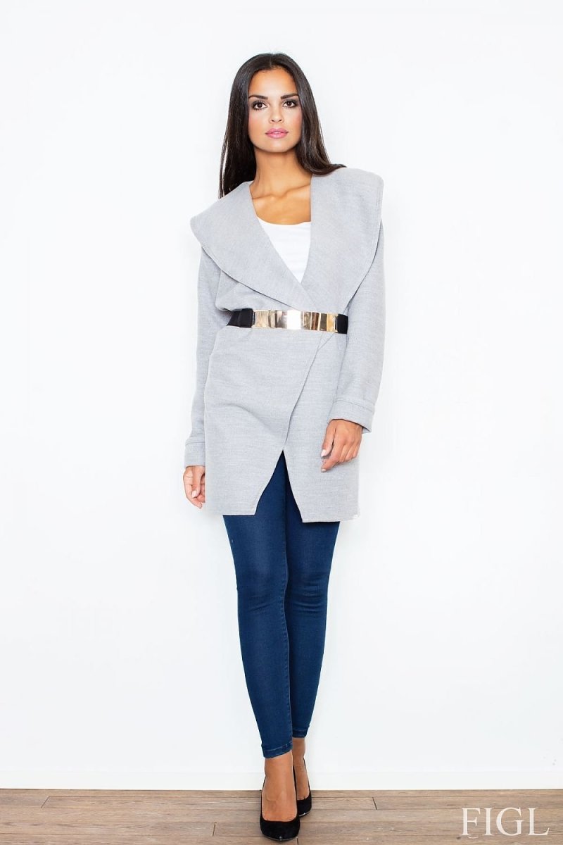Elegant Unbuttoned Coat with Feminine Cut & Front Pockets by Figl - Outerwear