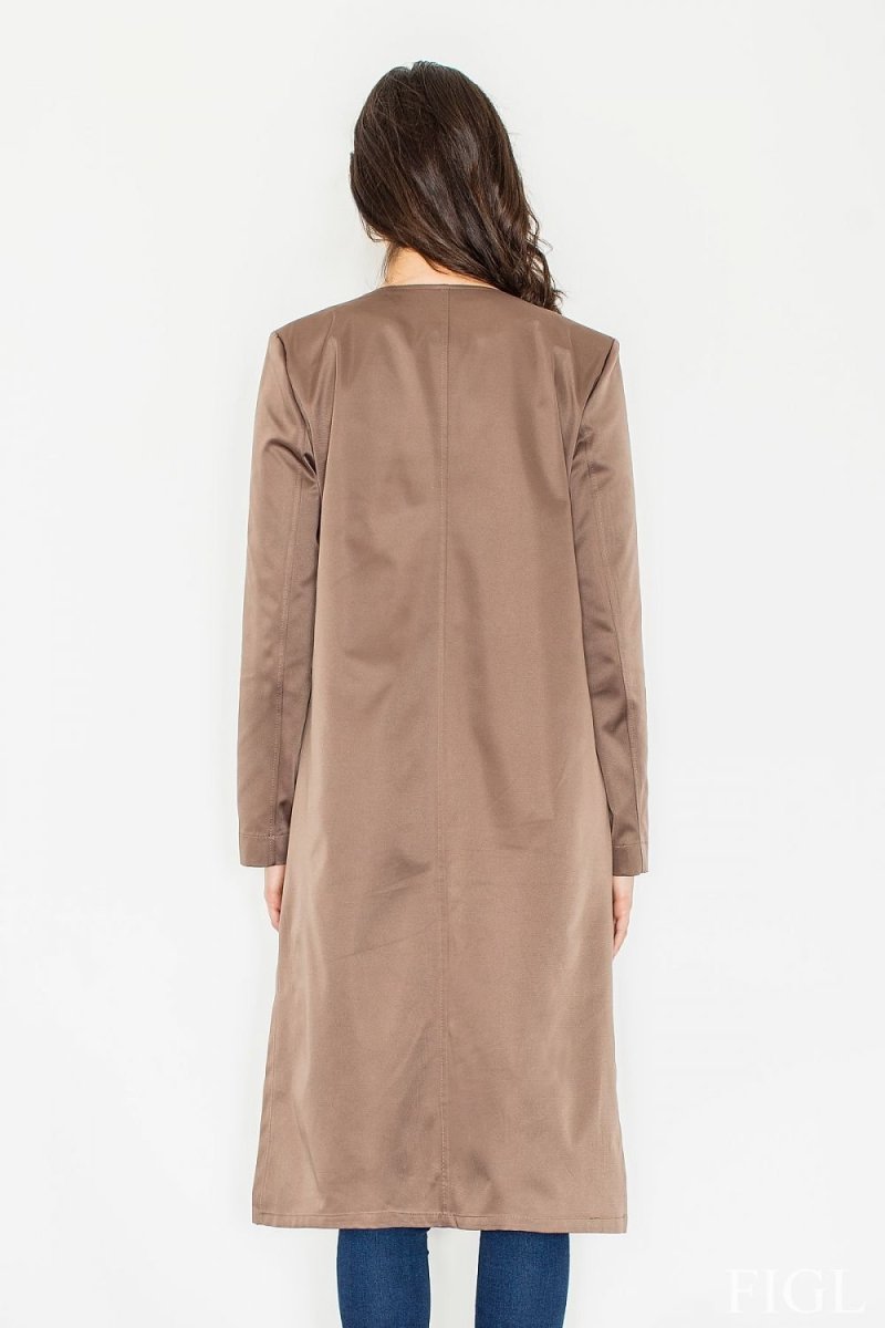 Elegant Unbuttoned Coat with Feminine Cut & Front Pockets by Figl - Outerwear