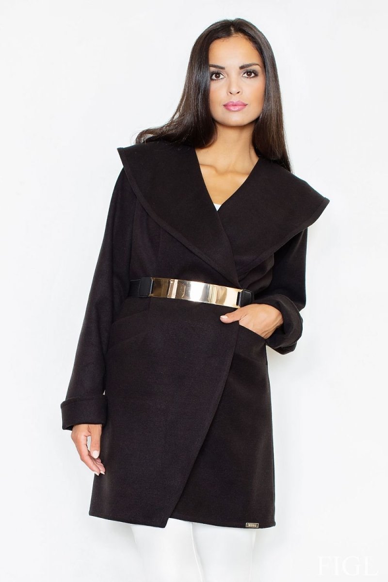 Elegant Unbuttoned Coat with Feminine Cut & Front Pockets by Figl - Outerwear