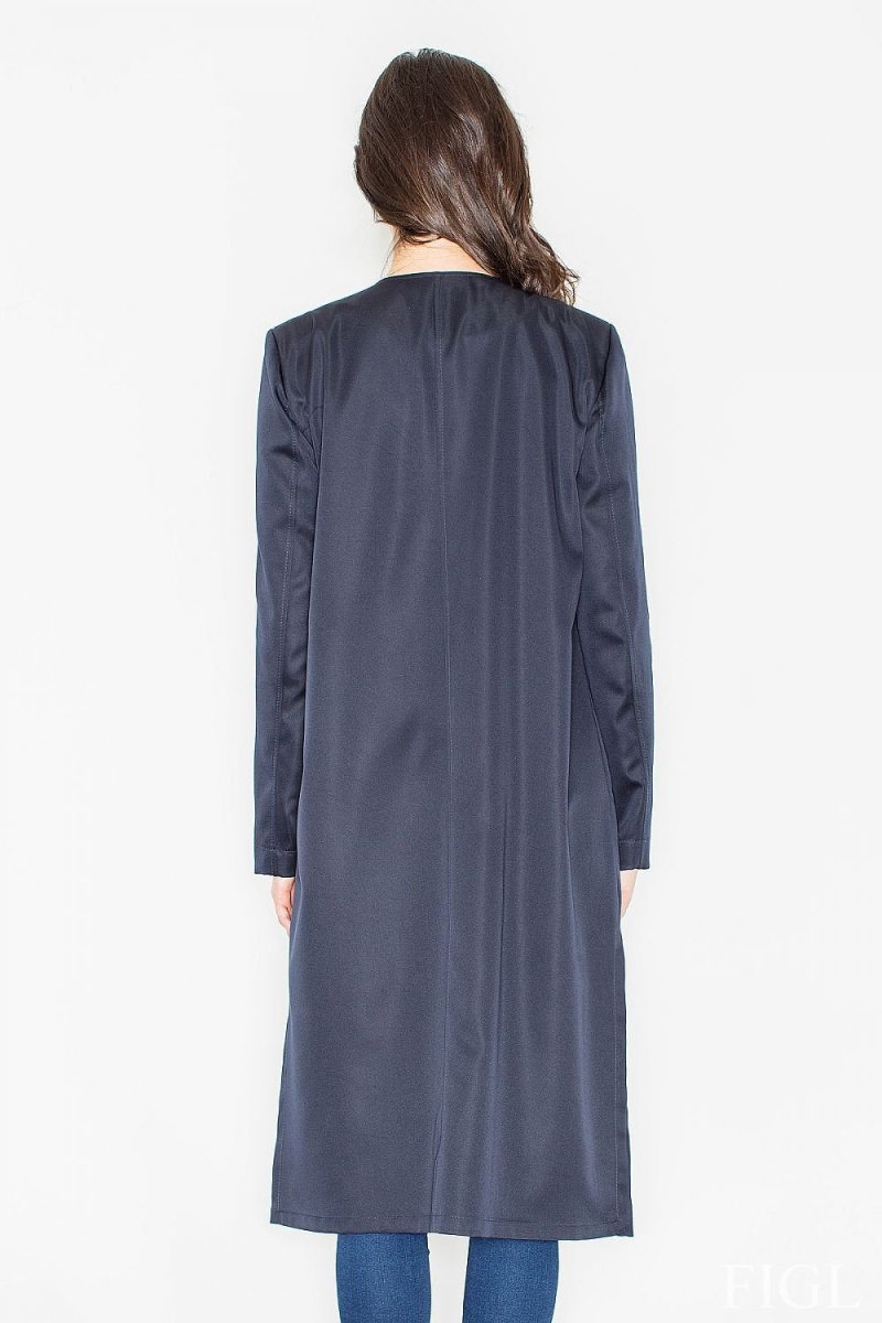 Elegant Unbuttoned Coat with Feminine Cut & Front Pockets by Figl - Outerwear