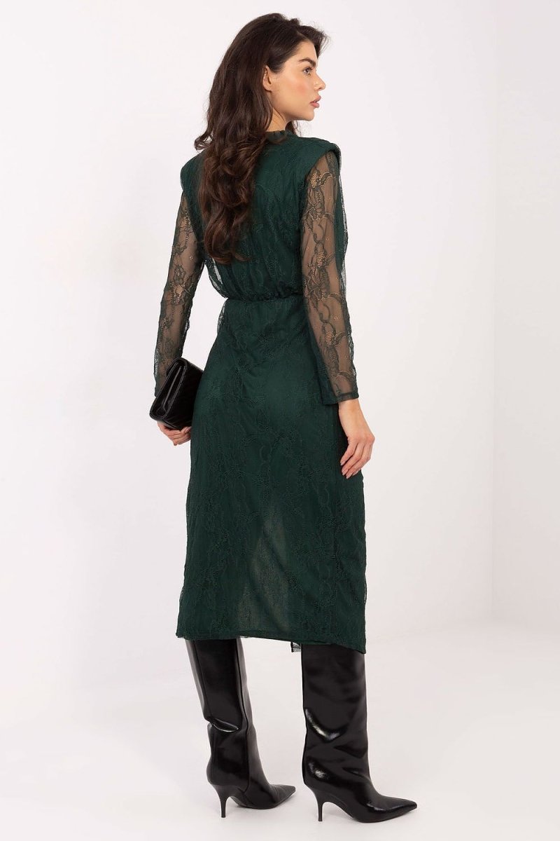 Elegant Viscose Lace Midi Dress - 
