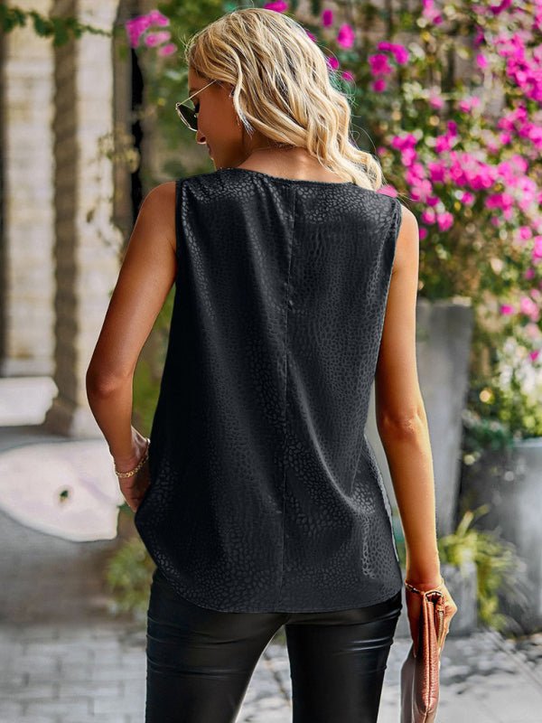 Elegant women's fashion ironed collar sleeveless tank top - Top