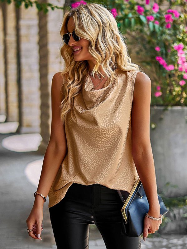 Elegant women's fashion ironed collar sleeveless tank top - Top