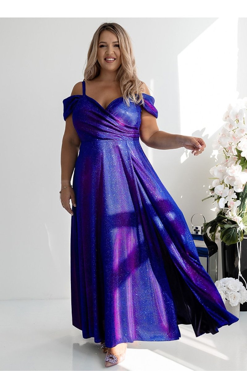Elegant Wrap Neck Long Dress with Slit - 