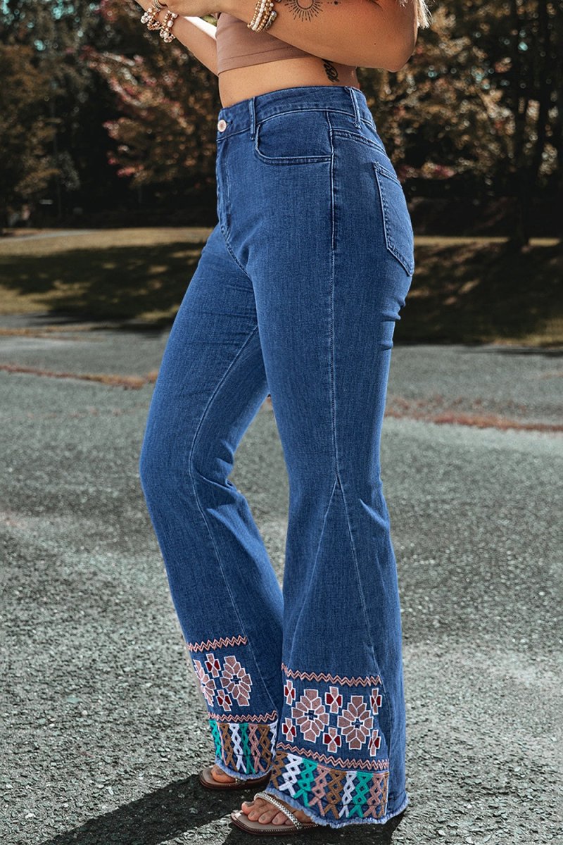 Embroidered Bootcut Jeans - Bottoms Sale