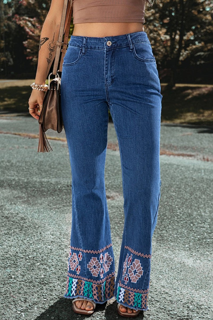 Embroidered Bootcut Jeans - Bottoms Sale