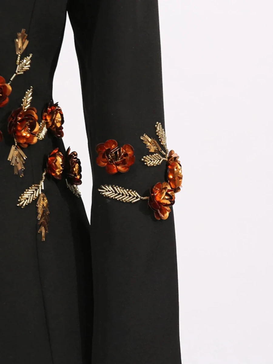 Embroidered Long Sleeve Blazer - 