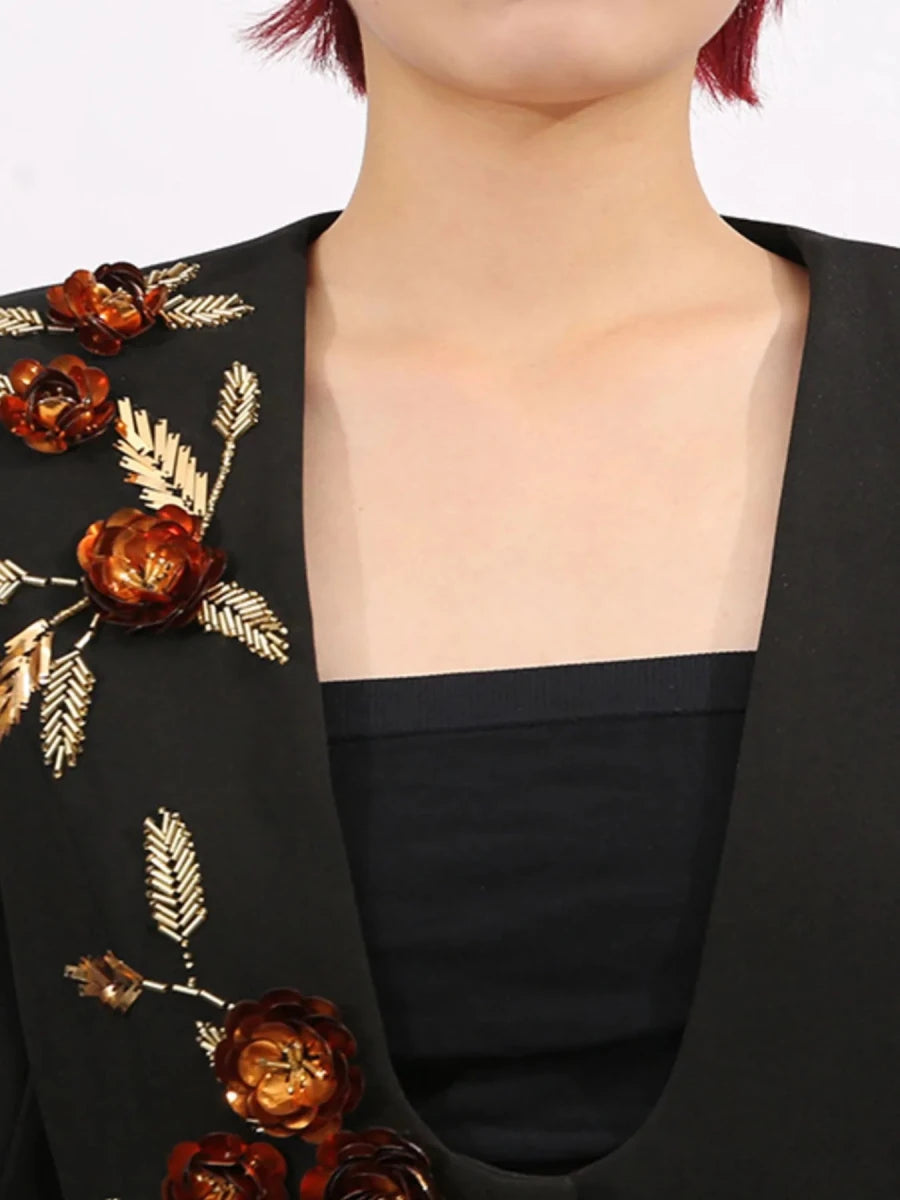 Embroidered Long Sleeve Blazer - 