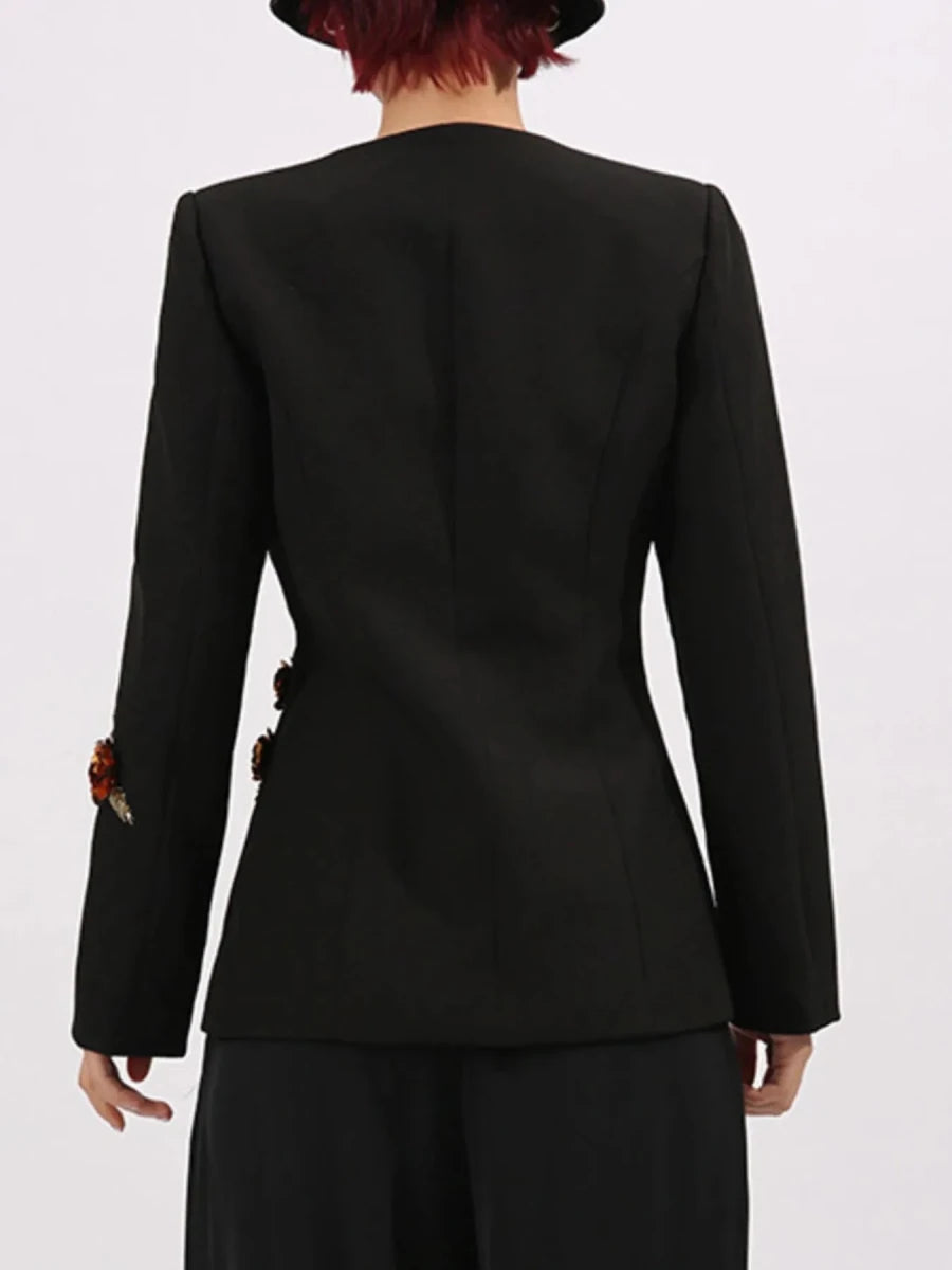 Embroidered Long Sleeve Blazer - 