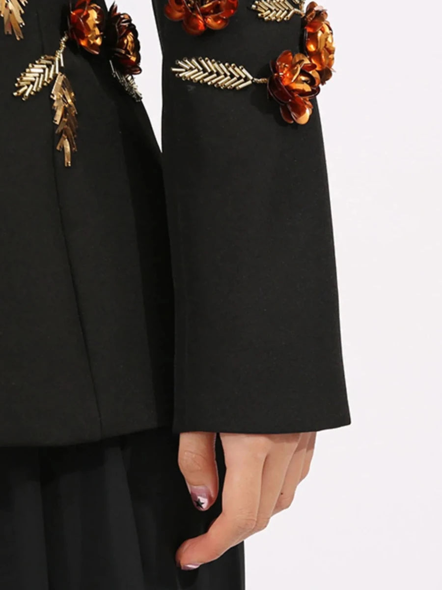 Embroidered Long Sleeve Blazer - 