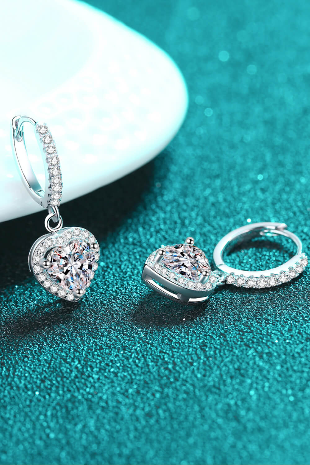 Moissanite Heart-Shaped Drop Earrings