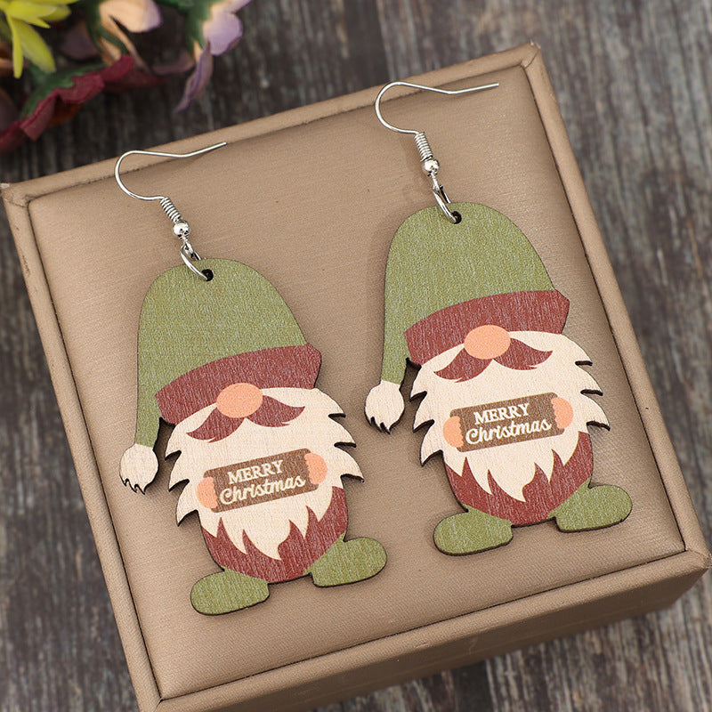 Wooden Gnome Dangle Earrings