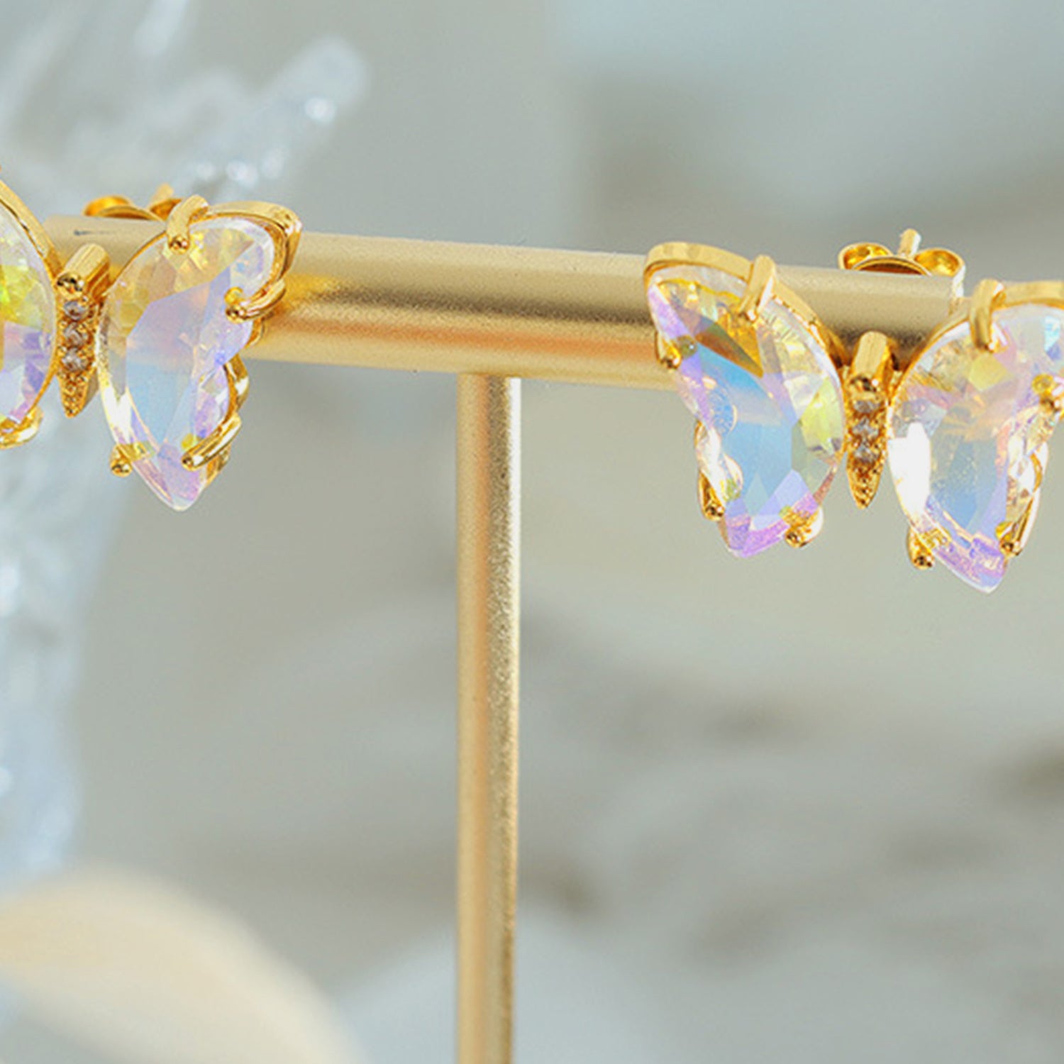 Gold-Plated Butterfly Stud Earrings