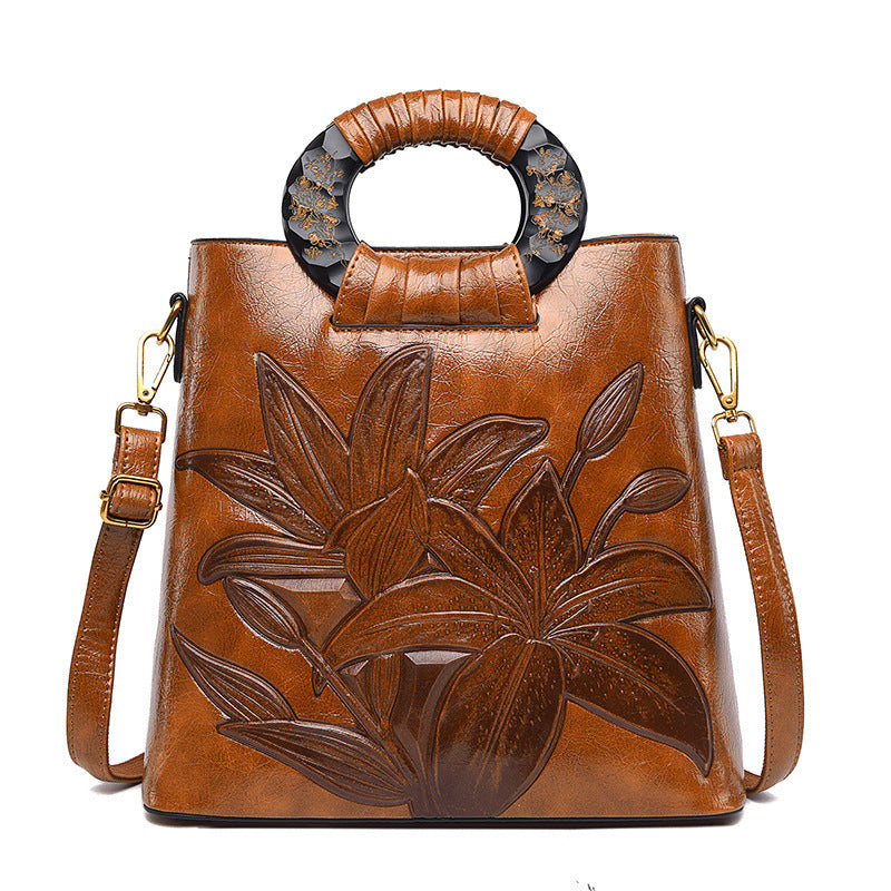 Ethnic Style Big Flower Lady Bag Fashion One-shoulder Portable Diagonal Large-capacity Female Bag