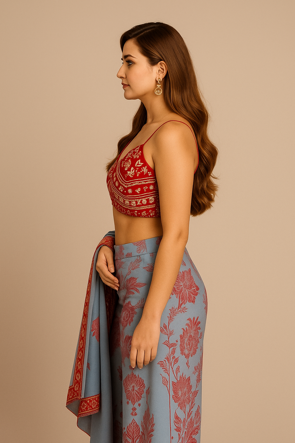 Handcrafted Zari Floral Lehenga Set