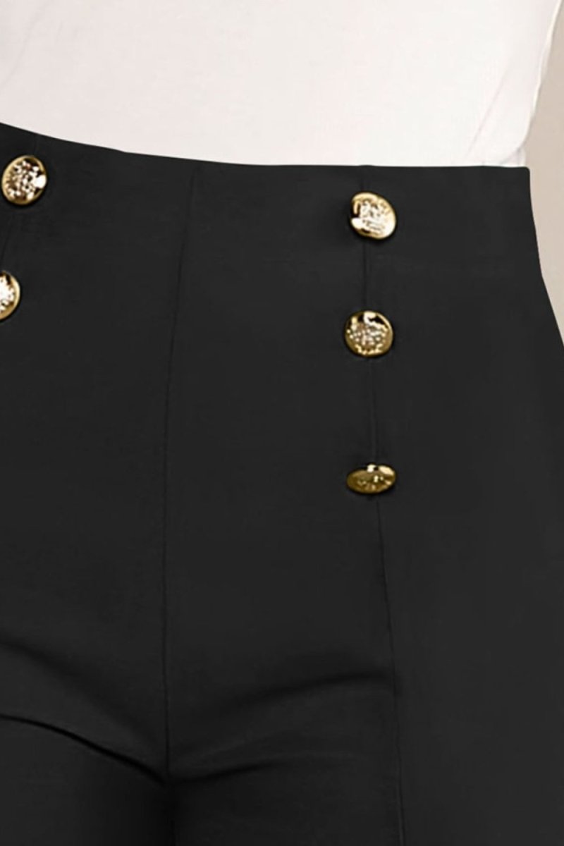 FAM - FAM Decorative Button High Waist Shorts - Bottoms