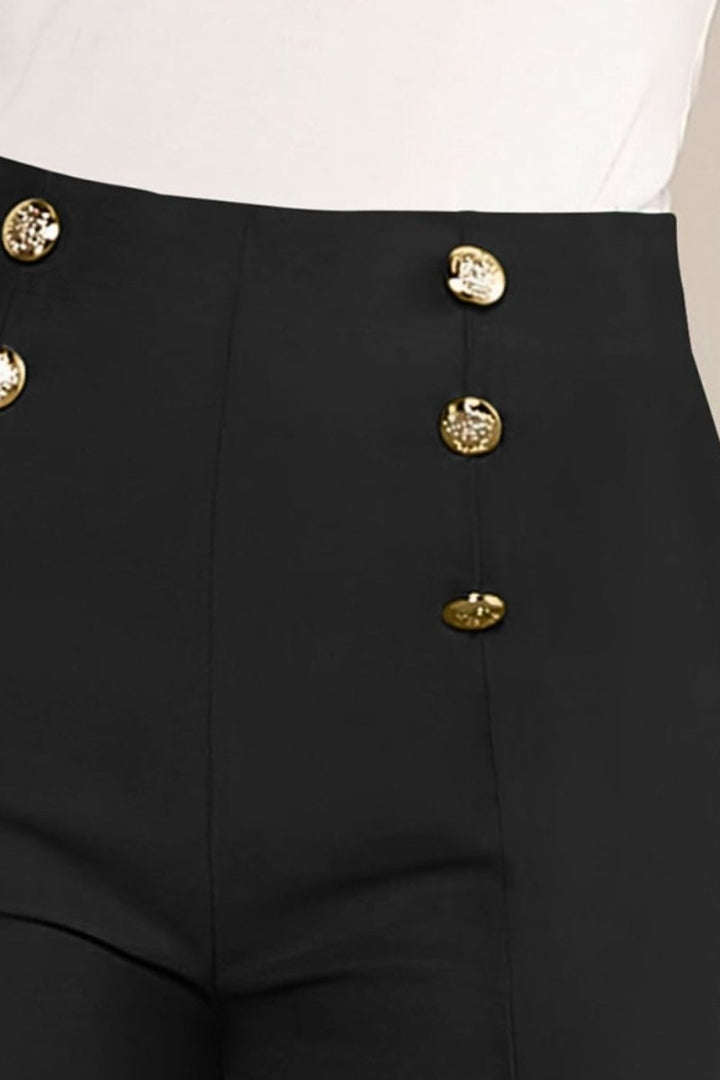 FAM - FAM Decorative Button High Waist Shorts - Bottoms