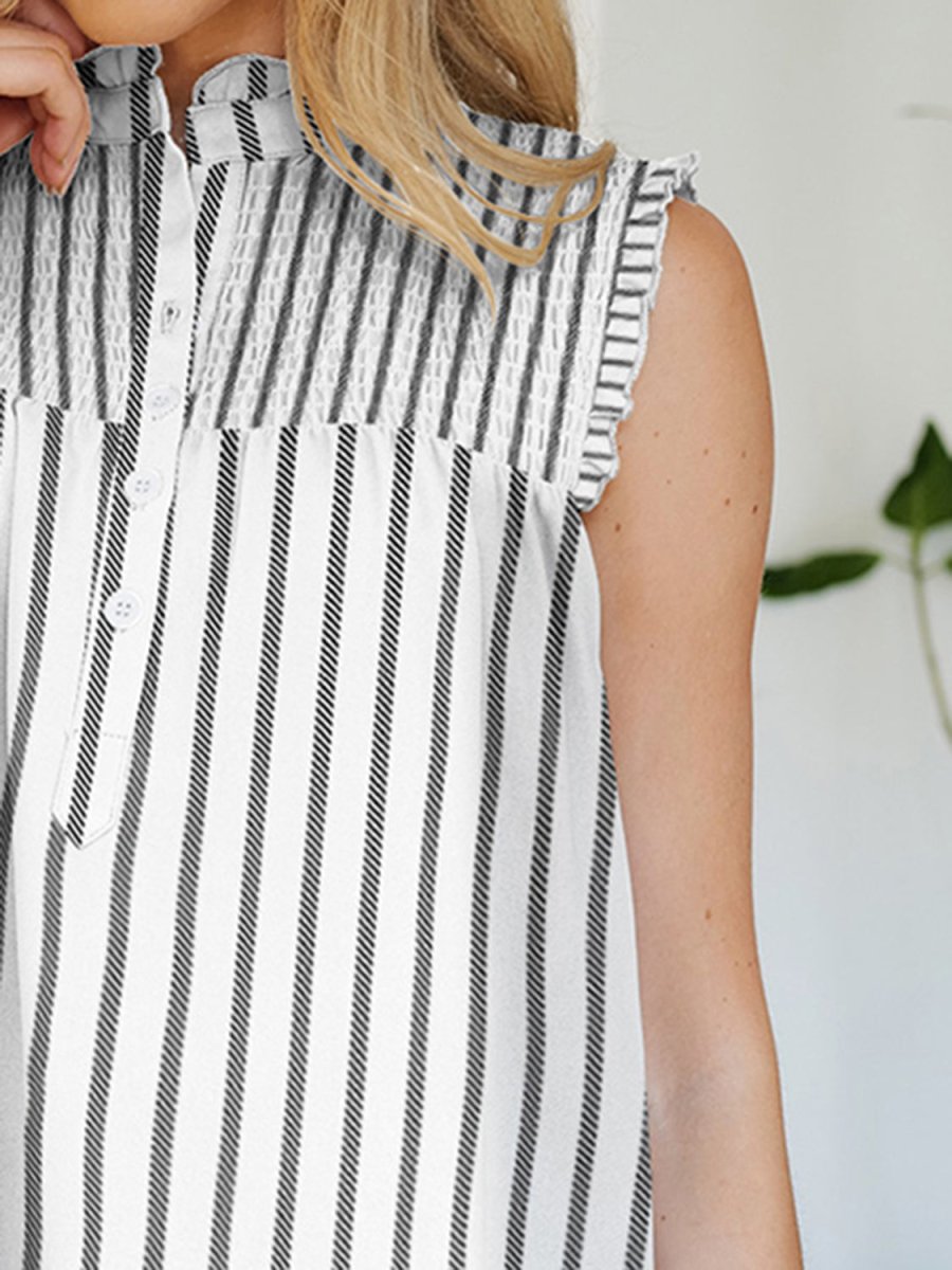 FAM - FAM Frill Printed Mock Neck Top - Top