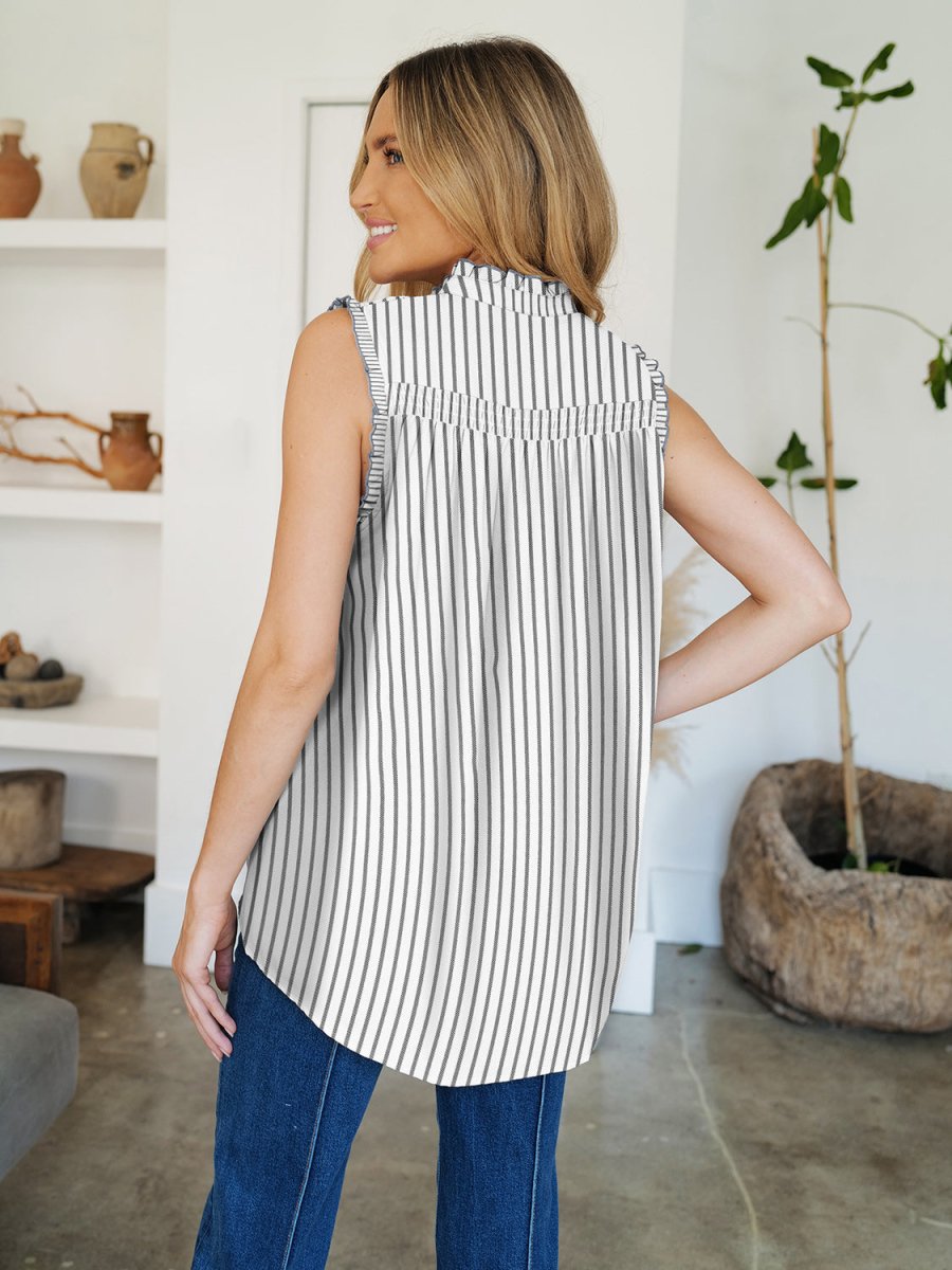 FAM - FAM Frill Printed Mock Neck Top - Top