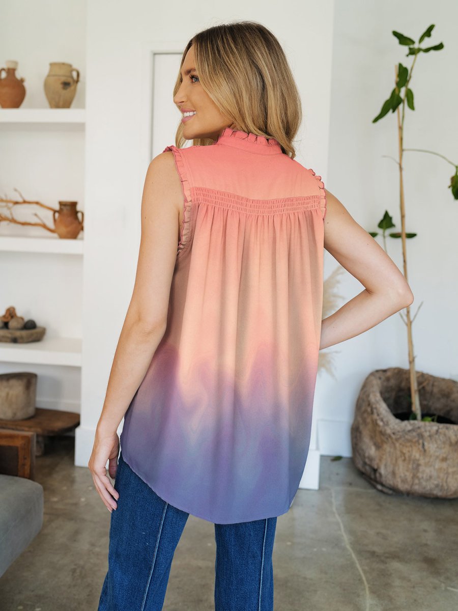 FAM - FAM Frill Printed Mock Neck Top - Top