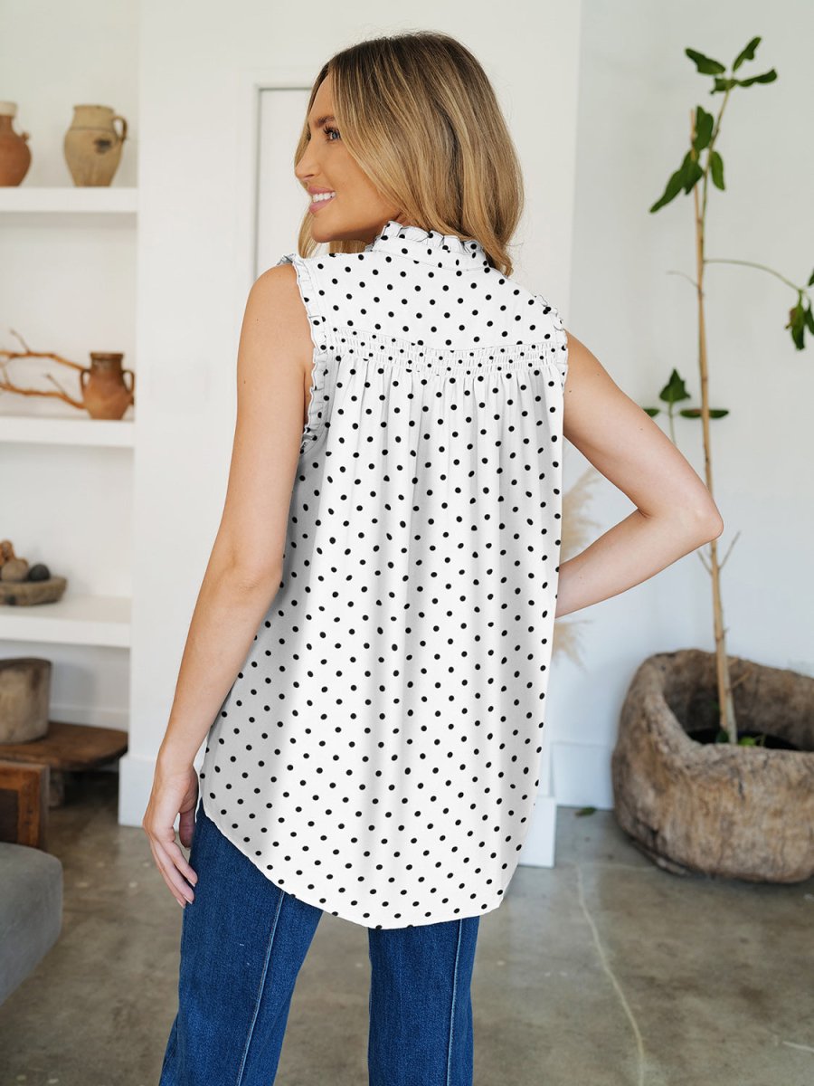 FAM - FAM Frill Printed Mock Neck Top - Top