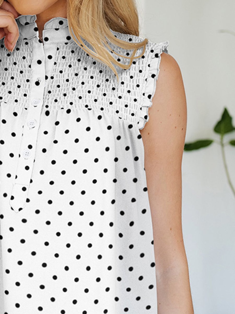 FAM - FAM Frill Printed Mock Neck Top - Top