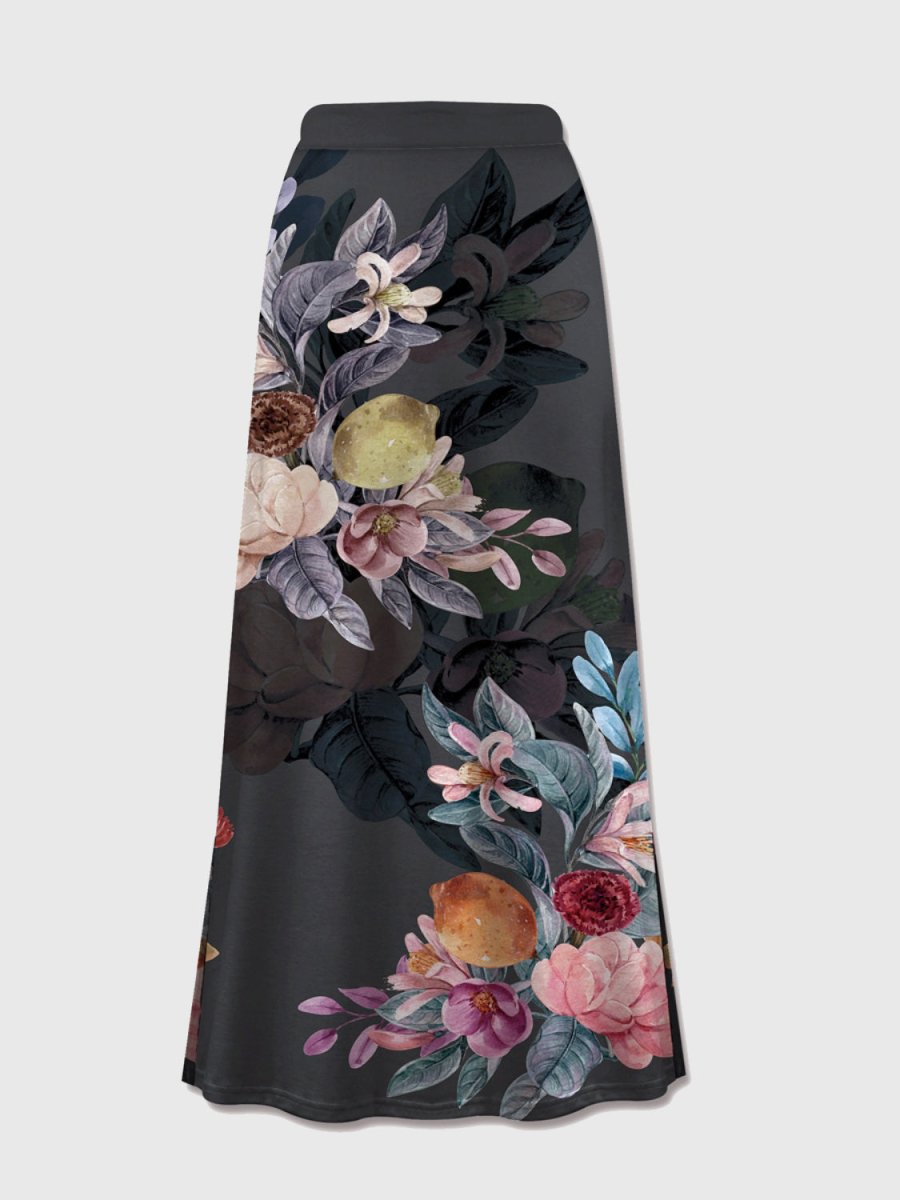 FAM - FAM Printed Elastic Waist Midi Skirt - Bottoms