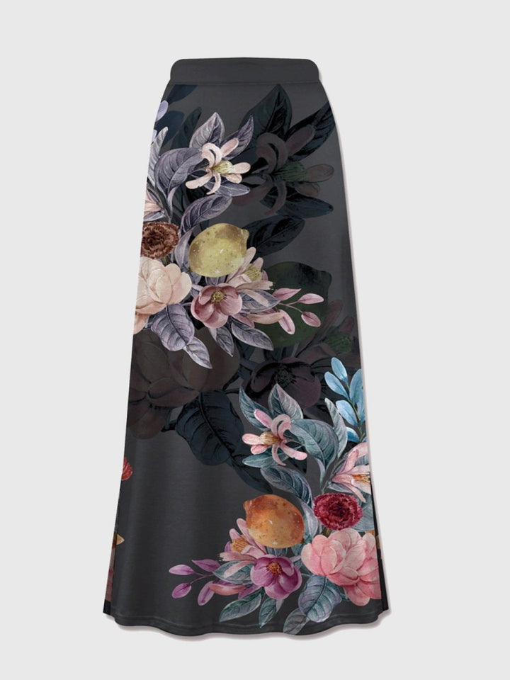 FAM - FAM Printed Elastic Waist Midi Skirt - Bottoms