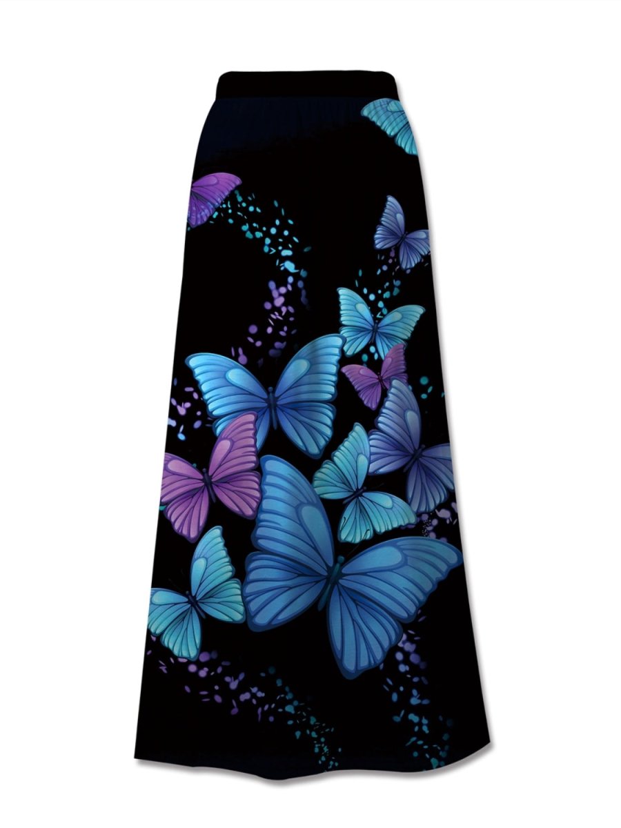 FAM - FAM Printed Elastic Waist Midi Skirt - Bottoms