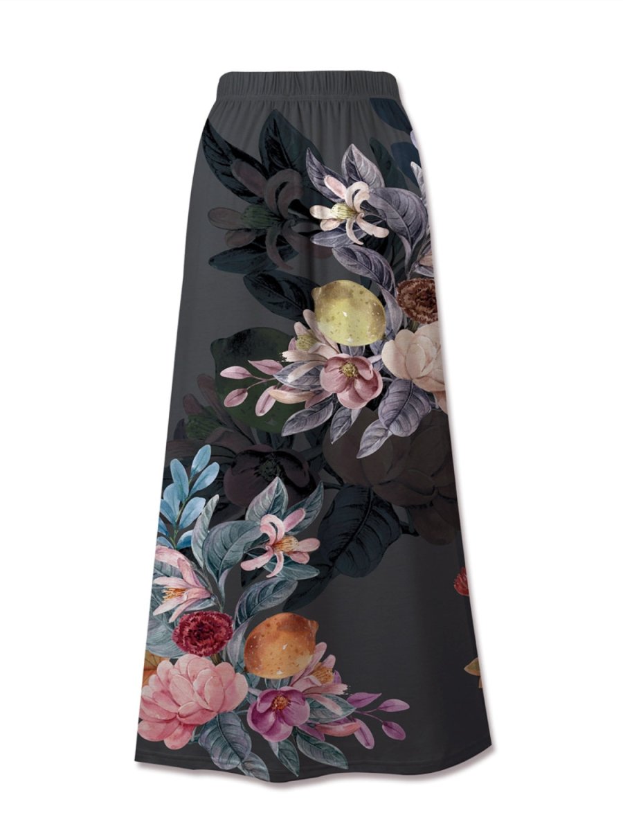 FAM - FAM Printed Elastic Waist Midi Skirt - Bottoms